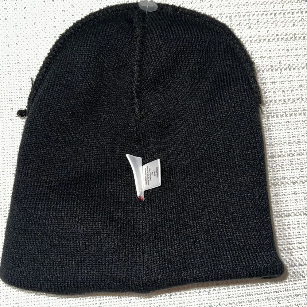 LEVI’S OS Unisex Black Brown Leather Patch Logo Knit Beanie Hat Superior Warmth